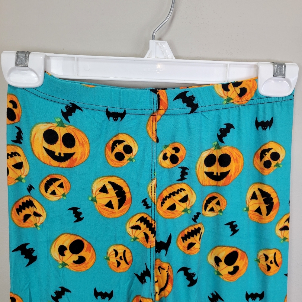 Happy Jack-o-lanterns and Bats Polyester Spandex Leggings One Size Fits All - Picture 2 of 7